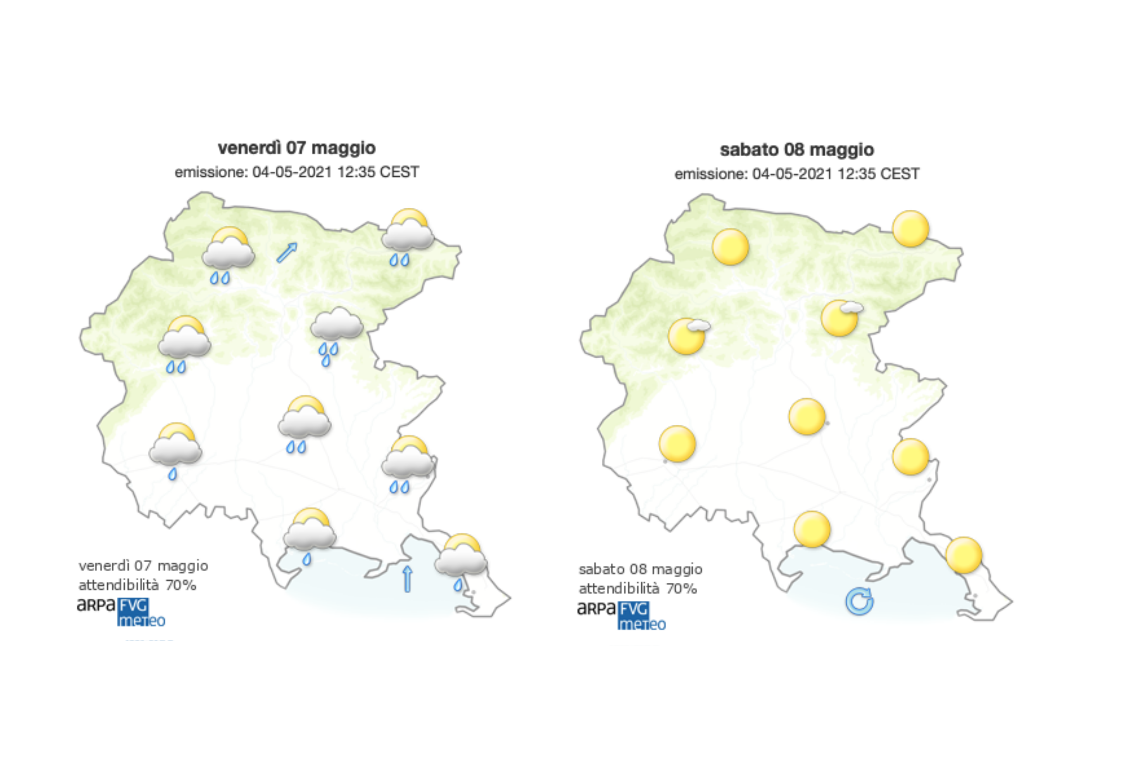 Immagine per Torna il maltempo sul Goriziano, pioggia e vento ma temperature alte